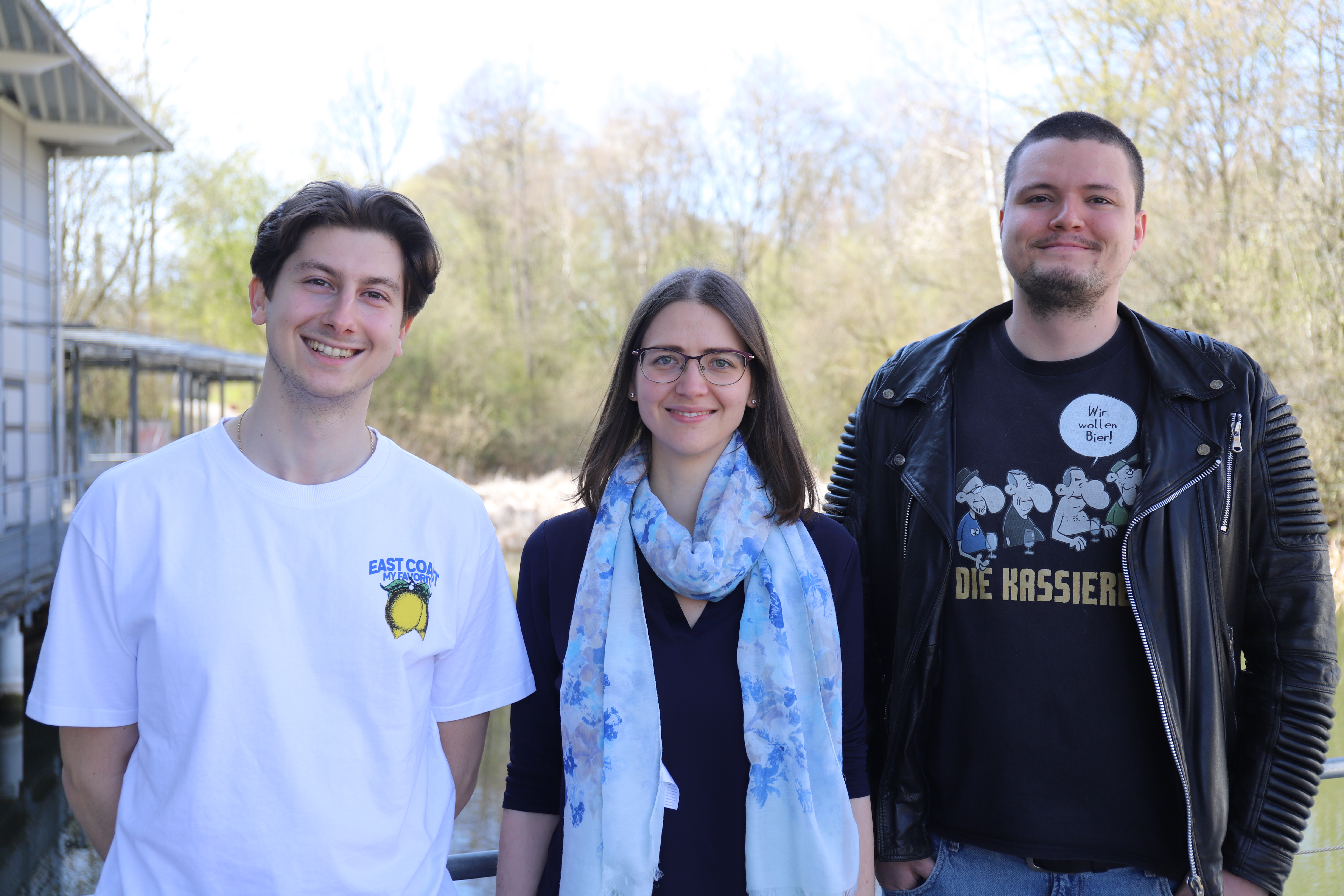 Gruppenbild von Jun. Prof. Hannah Kurz, Leonardo Donaggio und Jonathan Seib